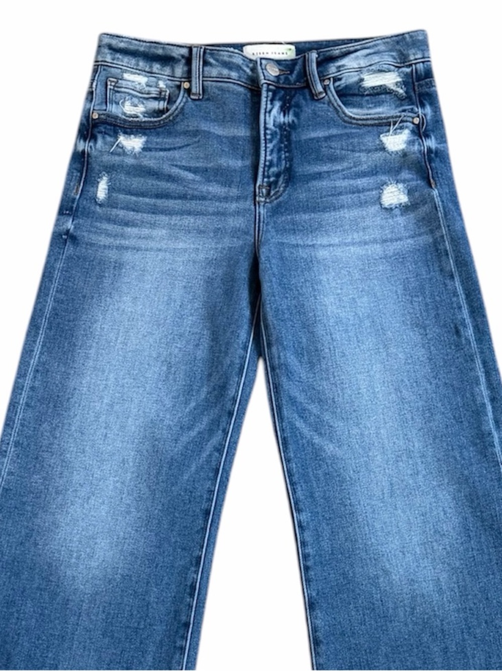 Risen Jeans Distressed High Rise Tummy Control Wide Leg Jeans Size 9/29 RDP5890 - Picture 2 of 11